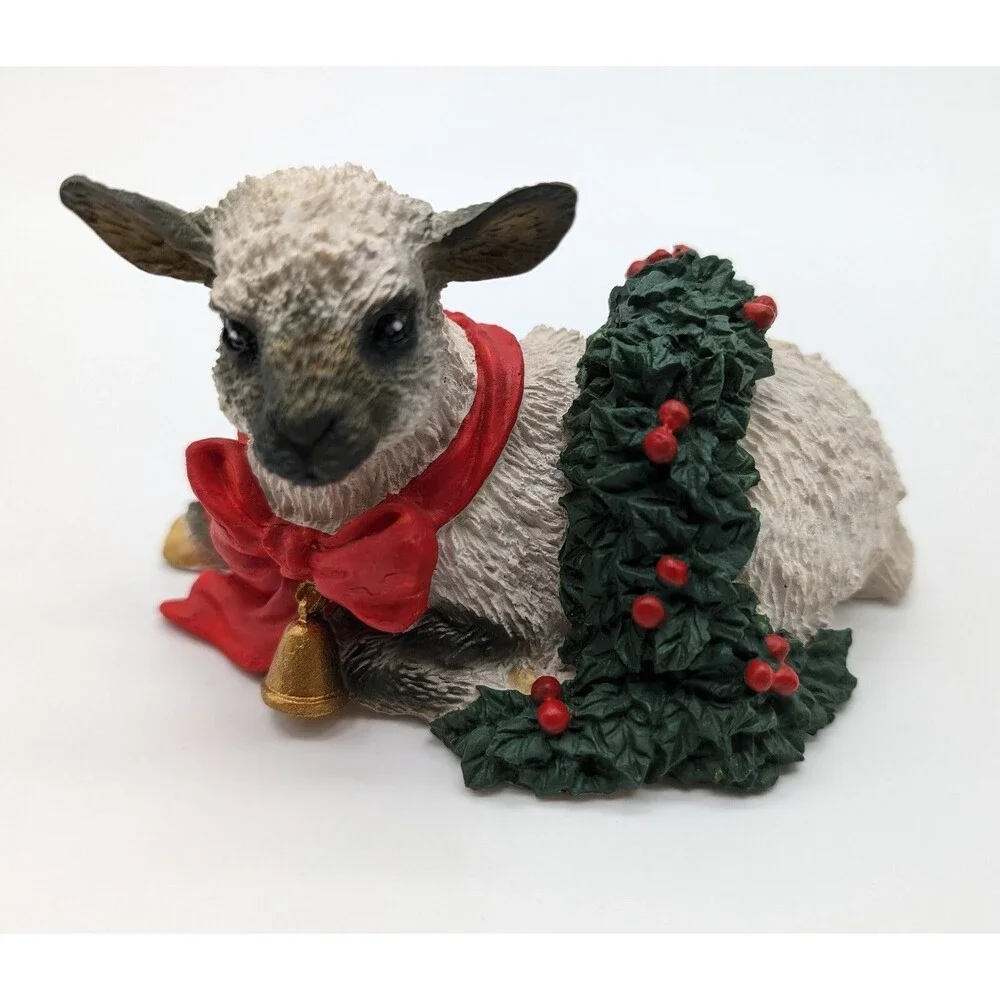 Silver Deer Tom Rubel Christmas Animal Figurine Lamb Wreath Holiday Winter